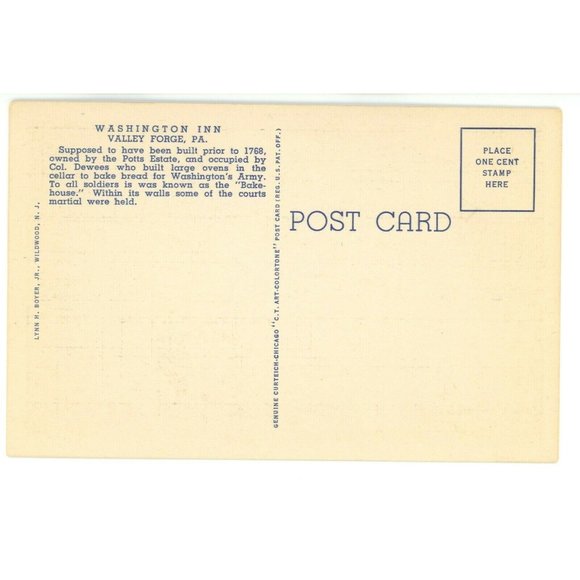 Vintage Postcard Valley Forge Pennsylvania Old Stone Bridge Washington Inn - Picture 2 of 2